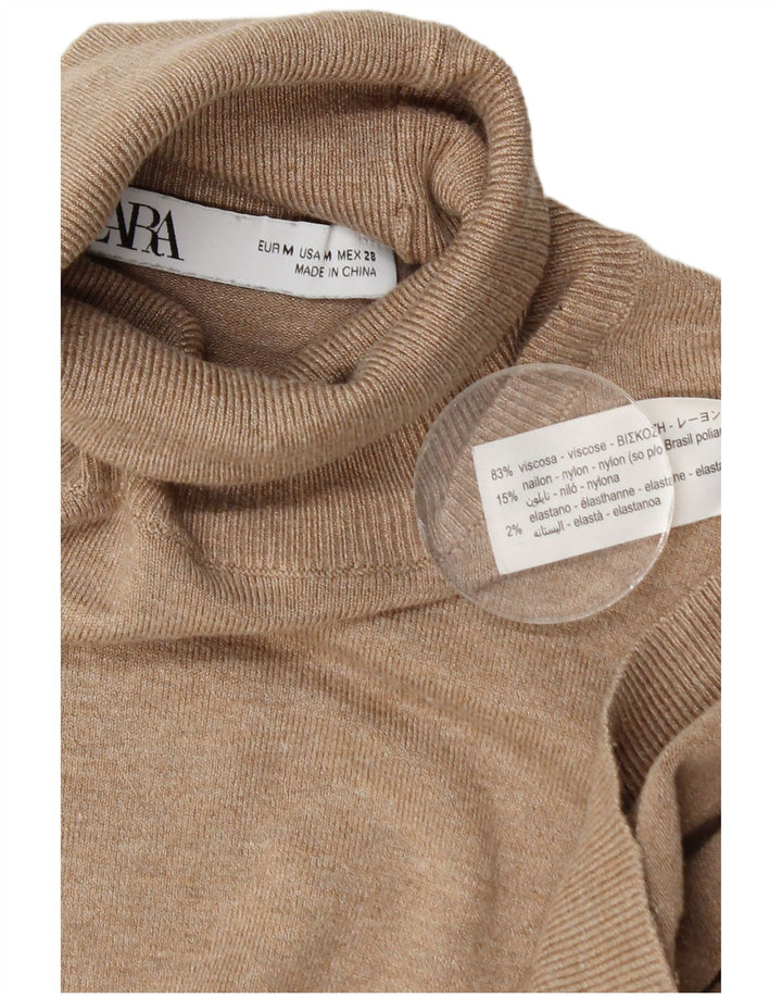 Женский джемпер с высоким воротником Zara UK 12, средний бежевый вискоза