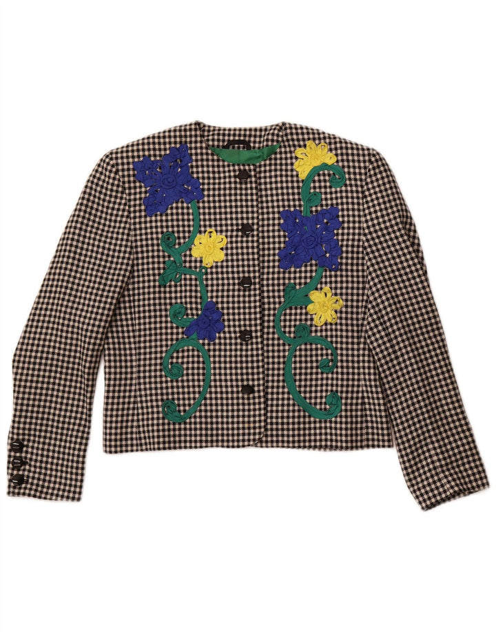 PORTARA Женский укороченный пиджак на 5 пуговицах EU 38, средний черный в клетку