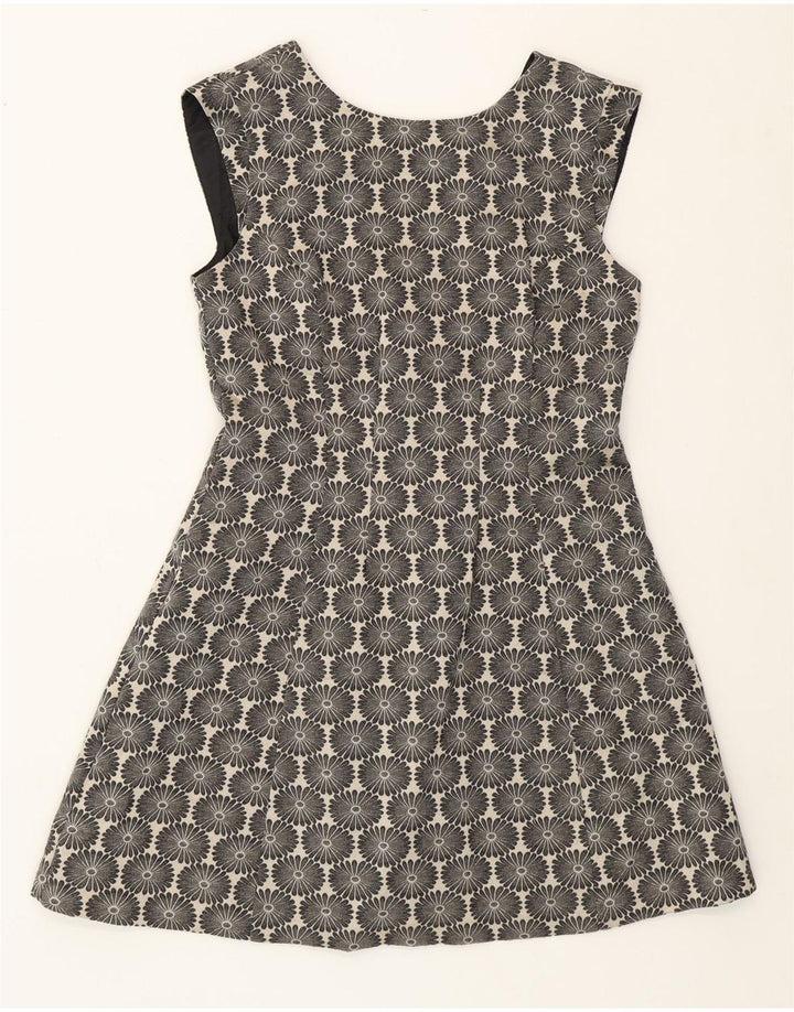 Женское платье трапециевидного силуэта Oasis UK 14, средний темно-синий, хлопок с цветочным принтом