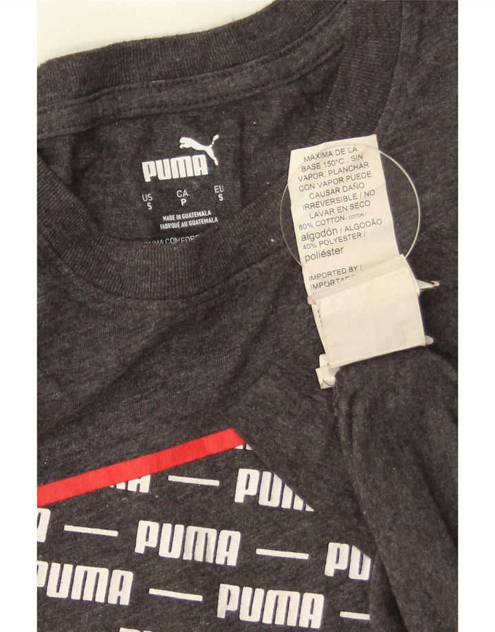 Мужская футболка с рисунком Puma, маленький серый хлопок