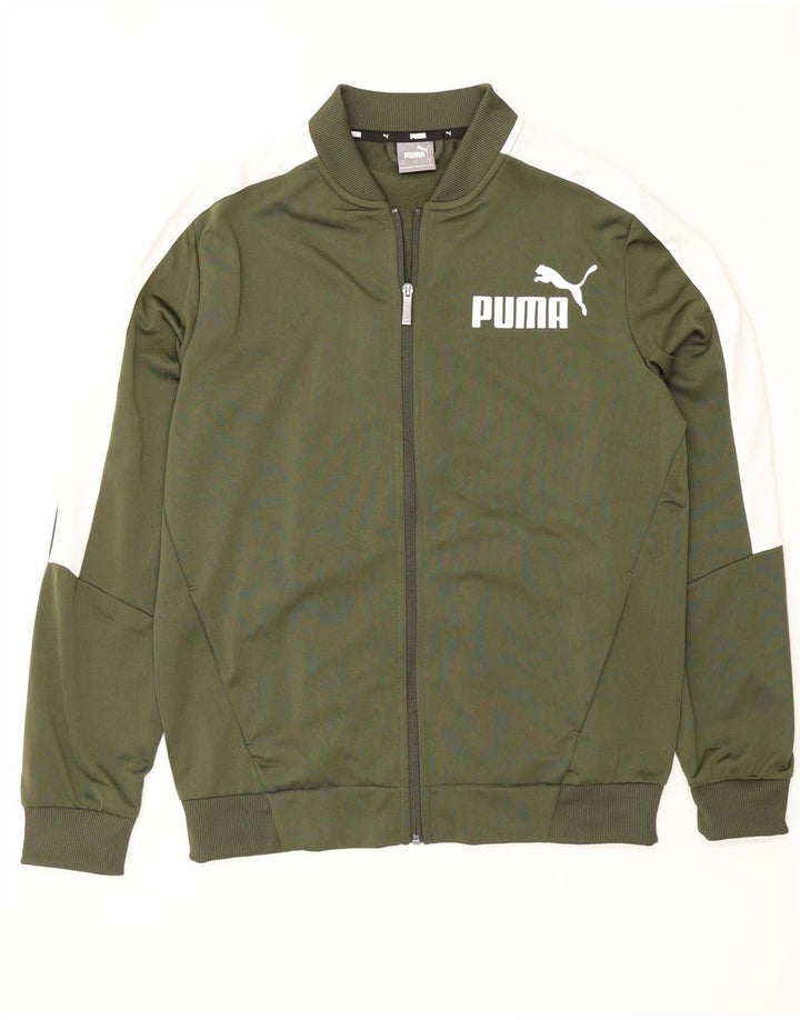 Puma Мужской спортивный костюм с графическим рисунком, верхняя куртка, средний зеленый полиэстер с цветными блоками