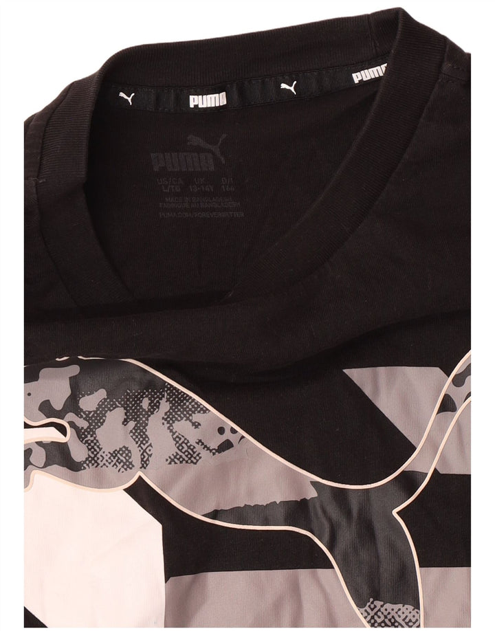Топ с рисунком Puma для мальчиков с длинными рукавами, 13-14 лет, черный
