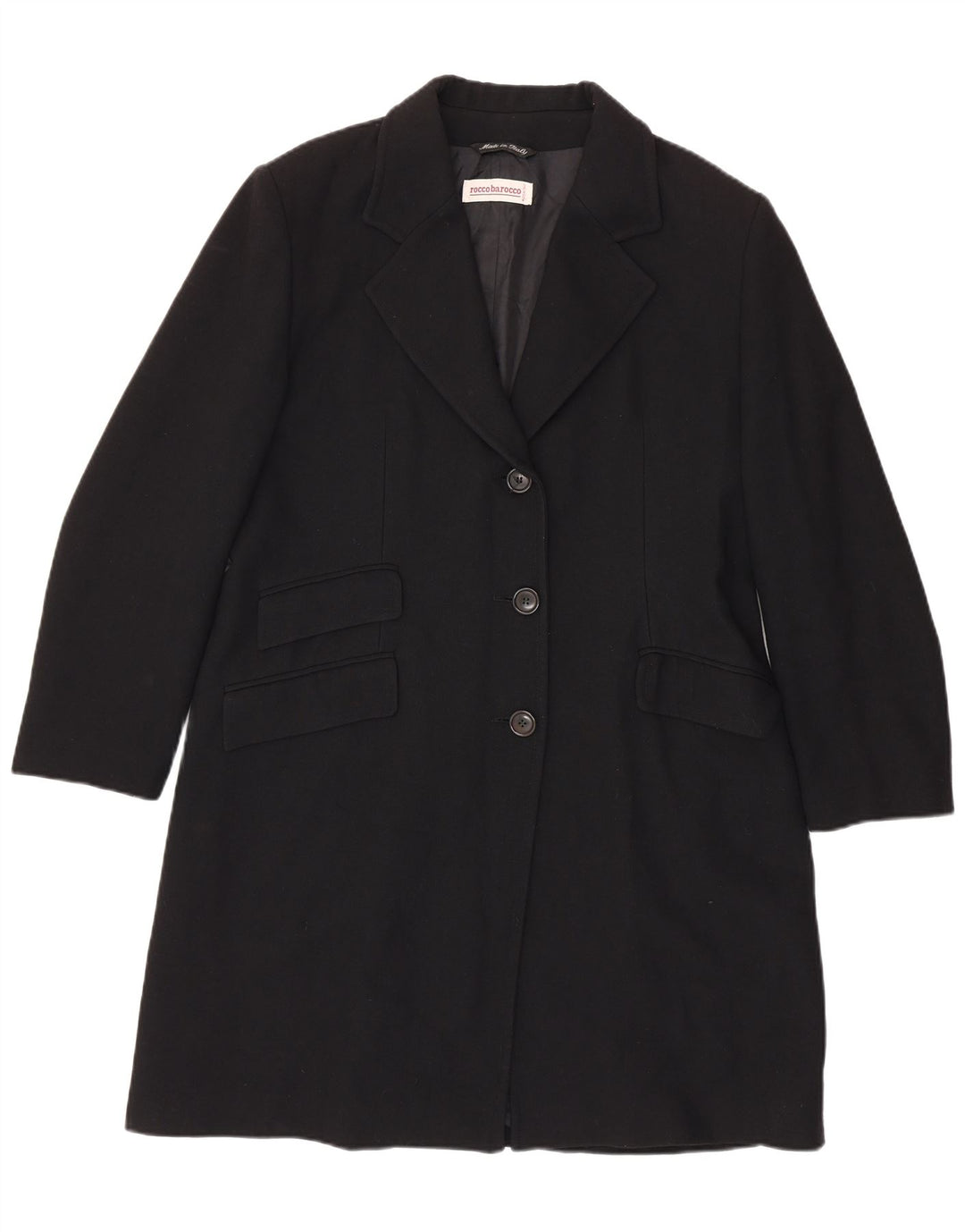 Женский удлиненный пиджак Roccobarocco на 3 пуговицах, Великобритания 16, большой черный
