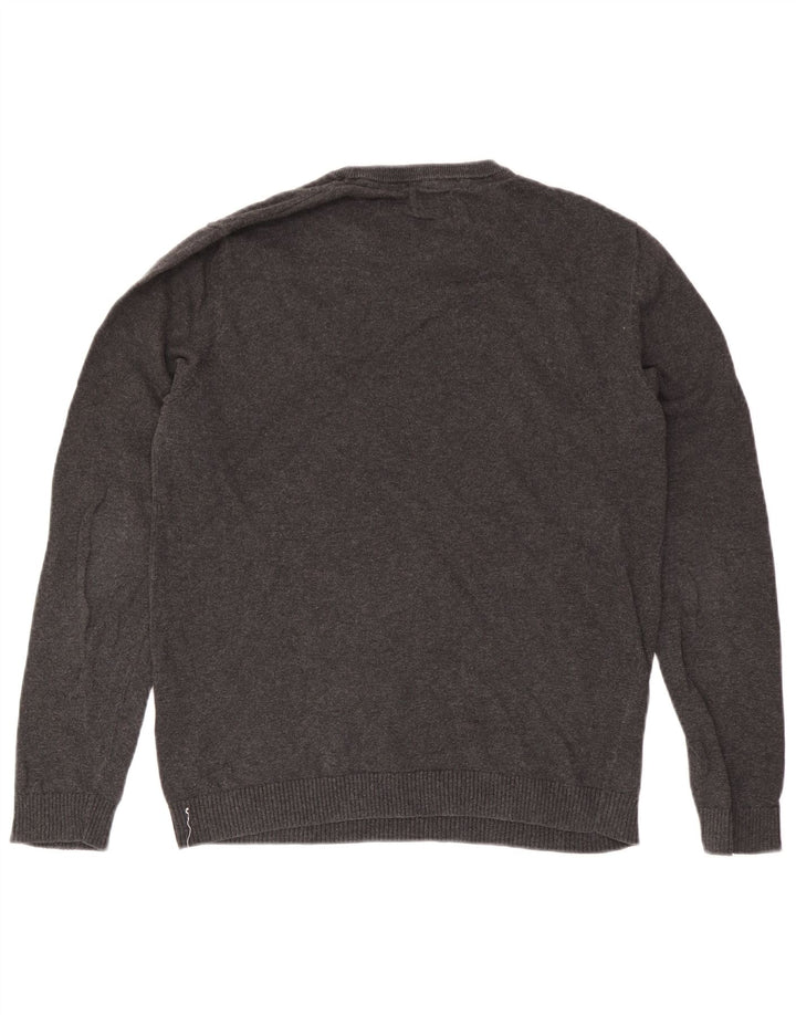 Мужской джемпер с круглым вырезом Jack & Jones, хлопковый свитер среднего серого цвета
