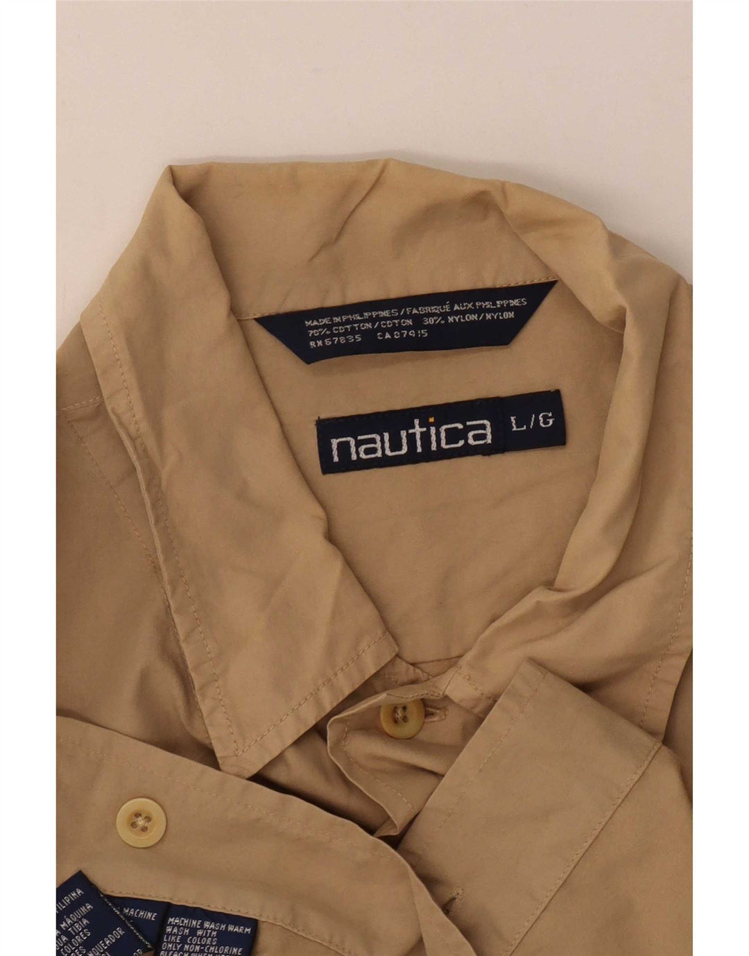 Мужская рубашка с коротким рукавом Nautica, большая бежевая, хлопок