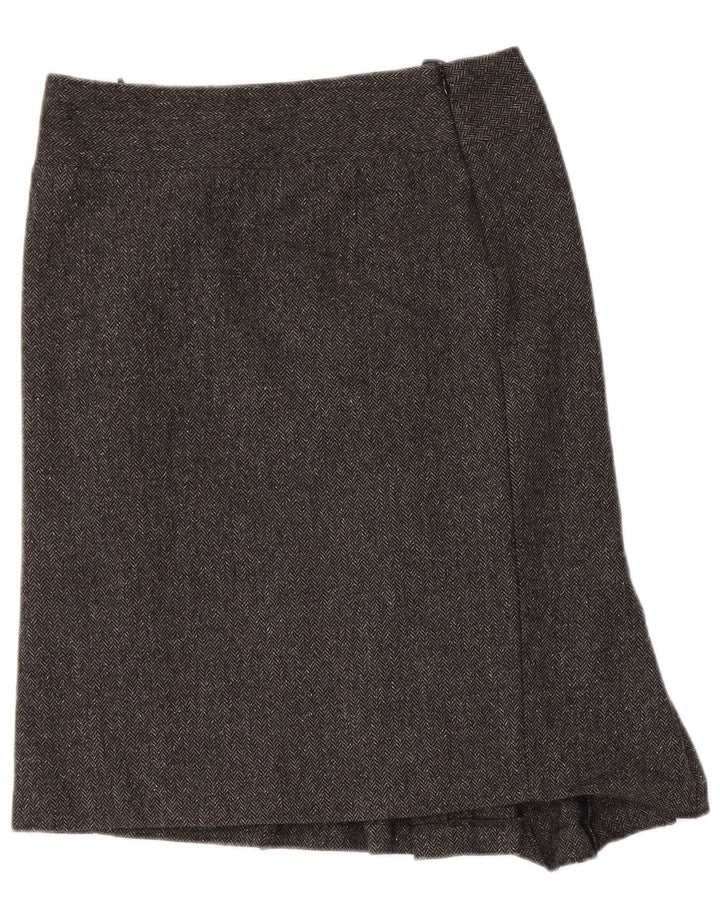 Benetton Женская асимметричная юбка IT 40 Small W30 Серая в елочку
