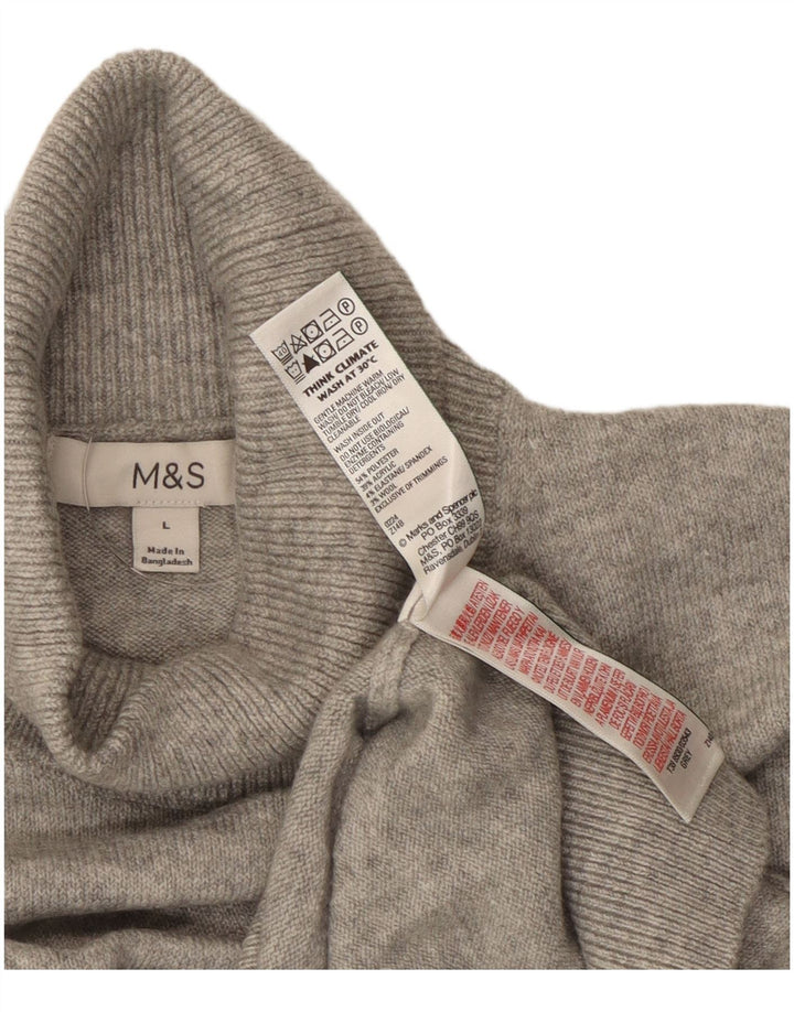 Женский джемпер с высоким воротником Marks & Spencer UK 16, большой серый в крапинку