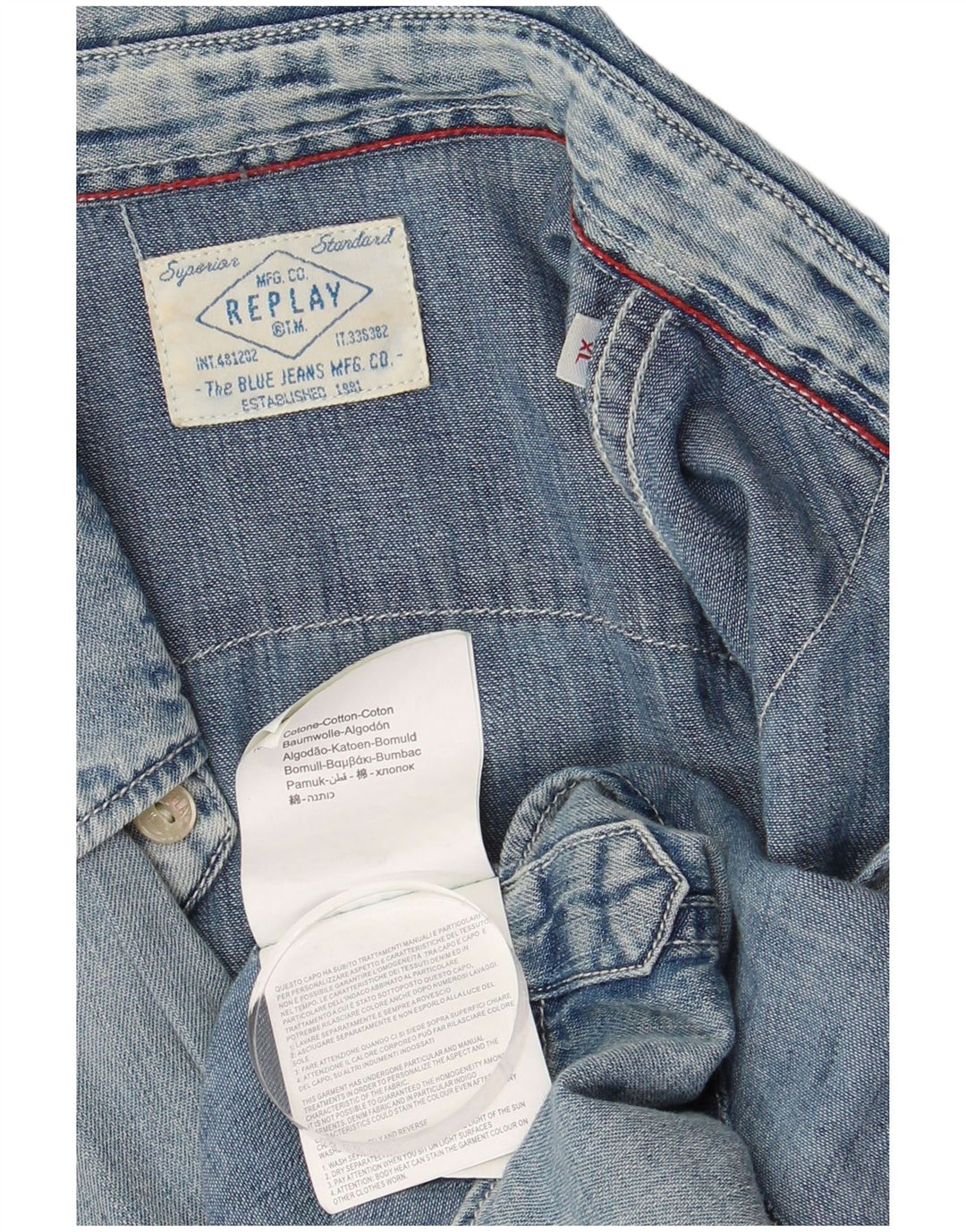 Мужская джинсовая рубашка REPLAY XL, синяя, хлопок