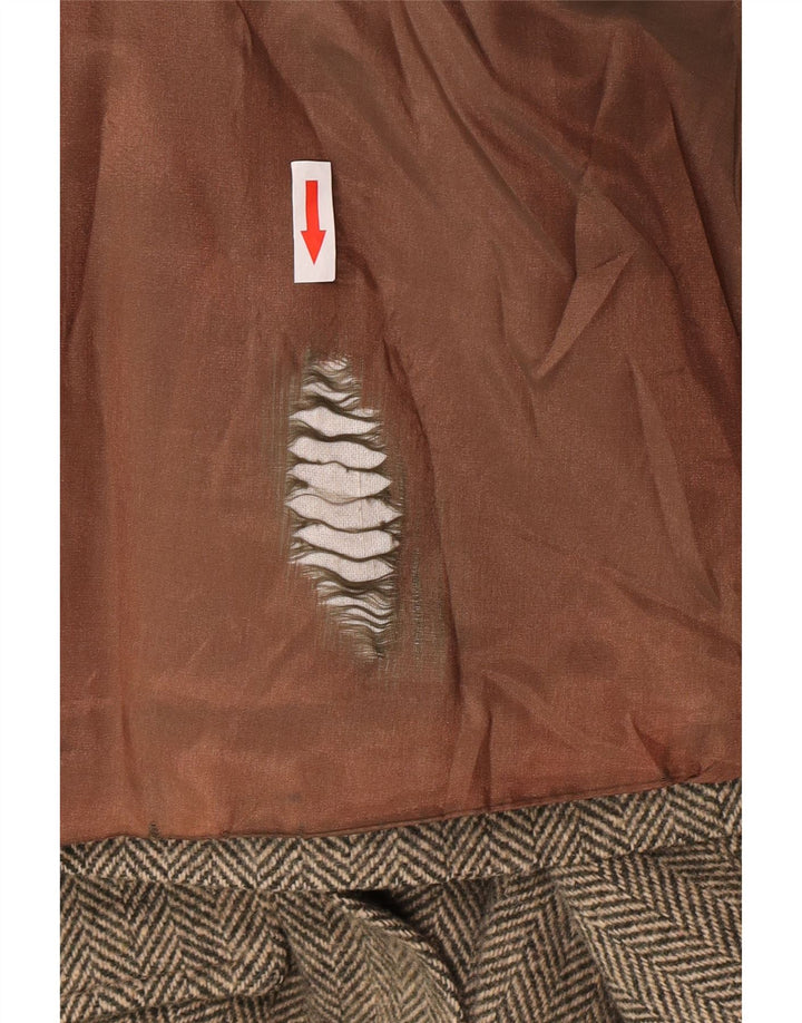 Винтажный женский пиджак UK 12, средний зеленый классический с узором «елочка»