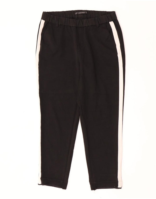 Zara Womens Tapered Cropped Trousers Medium W28 L24 Black Colourblock