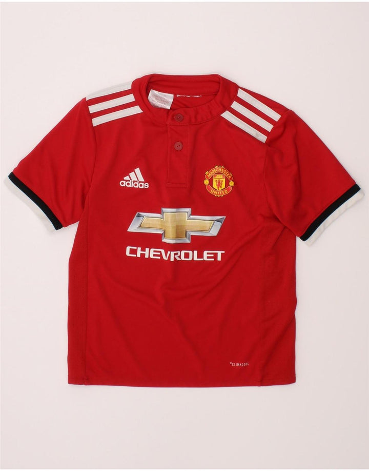 Adidas Футболка с рисунком Manchester United для мальчиков 3-4 года, красный полиэстер