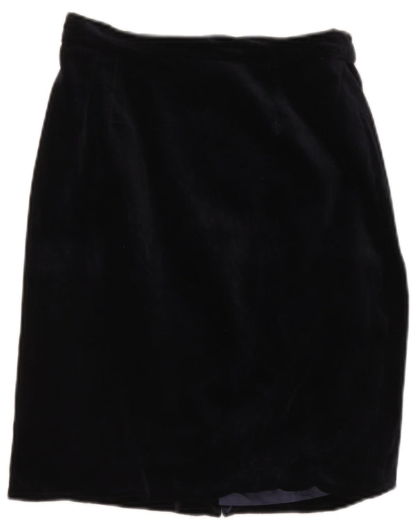 VINTAGE Женская бархатная юбка-карандаш с высокой талией IT 42 Medium W26 Темно-синий