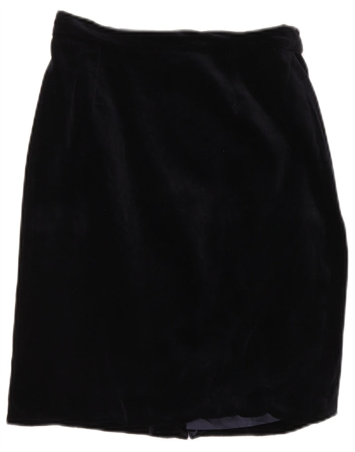 VINTAGE Женская бархатная юбка-карандаш с высокой талией IT 42 Medium W26 Темно-синий