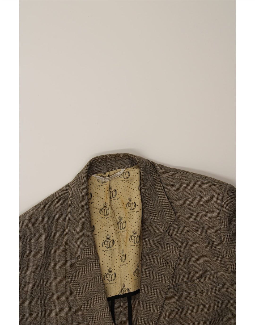 WAMPUM Mens 2 Button Blazer Jacket UK 38 Medium Grey Check Vintage Wampum and Second-Hand Wampum from Messina Hembry 