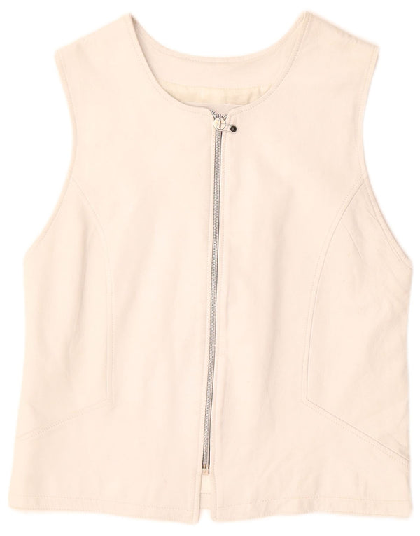 Женский кожаный жилет VINTAGE UK 12, средний белый