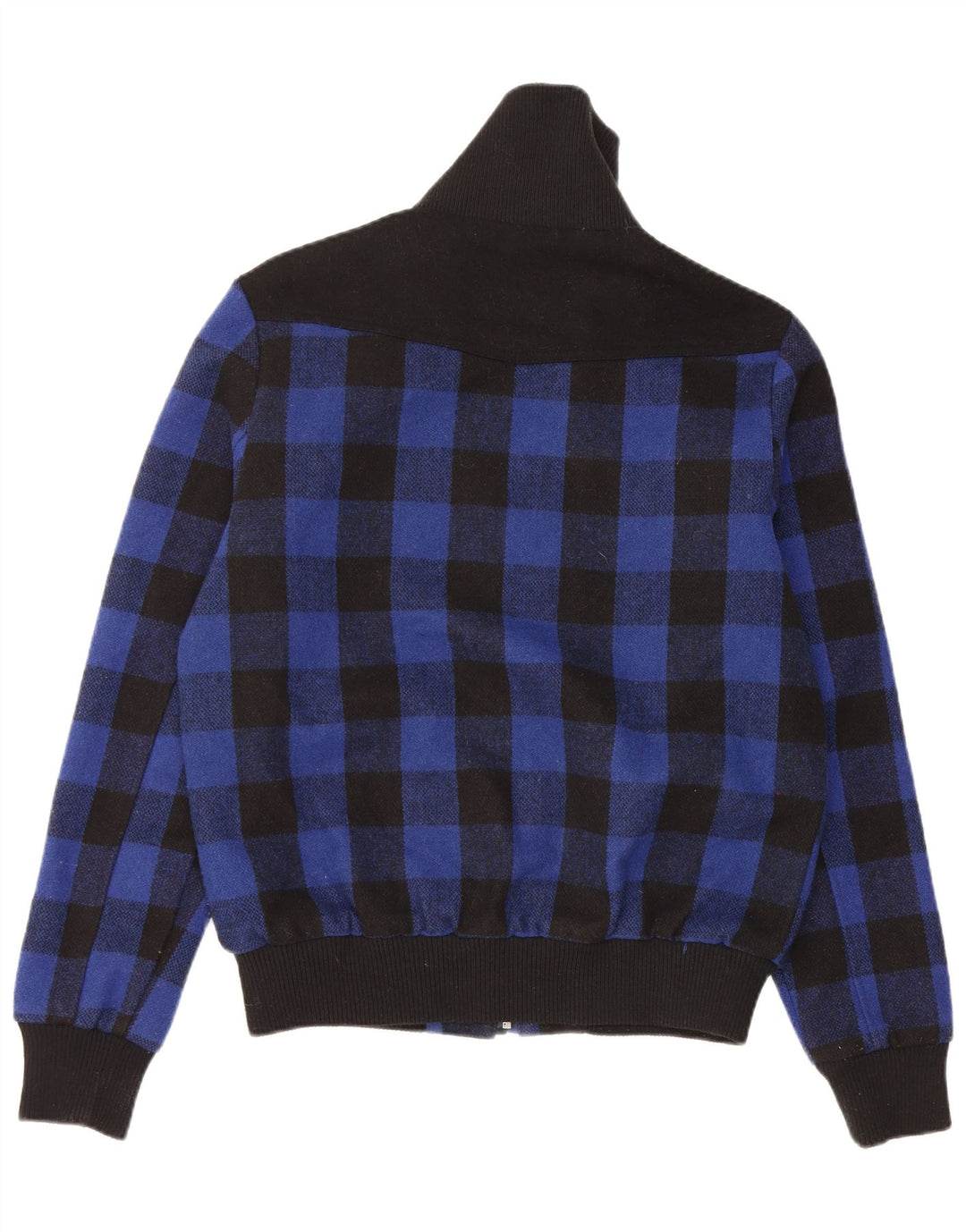 Мужской бомбер FRANKIE GARAGE UK 38, средний синий, полиэстер в мелкую клетку