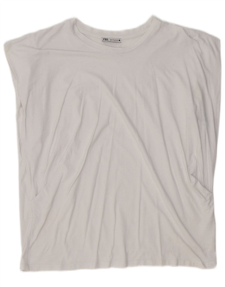 Женская футболка оверсайз Zara Top UK 10, маленькая белая