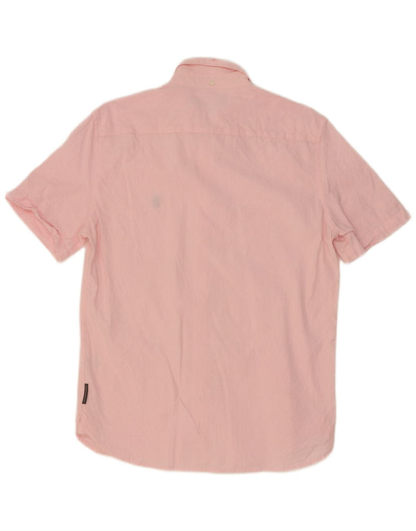 French Connection Mens Short Sleeve Shirt Medium Pink Cotton