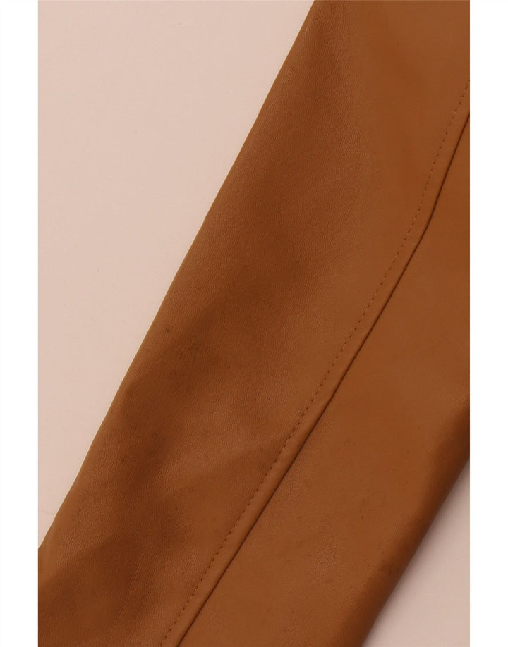 Женская укороченная куртка из искусственной кожи Zara UK 10, маленькая, бежевый, полиэстер