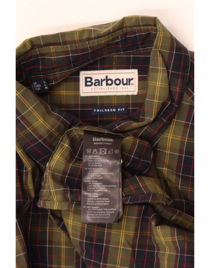 Мужская рубашка в клетку Barbour, большой размер, цвет хаки, хлопок