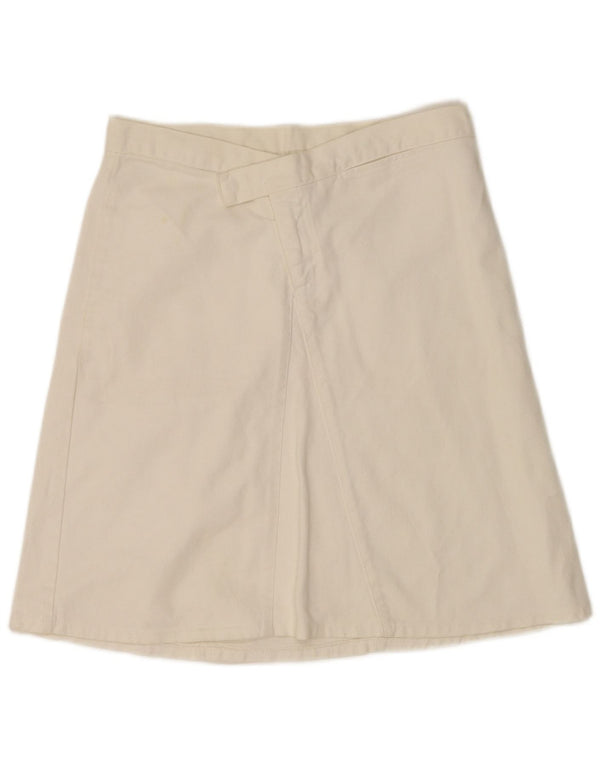 Женская джинсовая юбка-трапеция Benetton IT 44 Medium W30 Off White Cotton