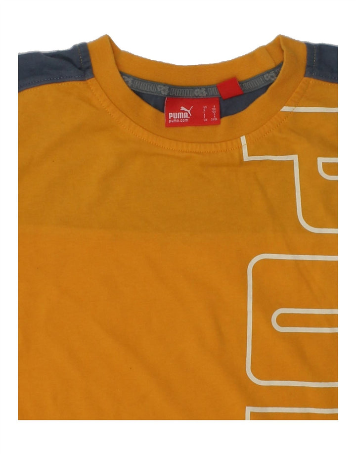 PUMA Boys Graphic T-Shirt Top 7-8 Years Yellow Colourblock Cotton | Vintage Puma | Thrift | Second-Hand Puma | Used Clothing | Messina Hembry 