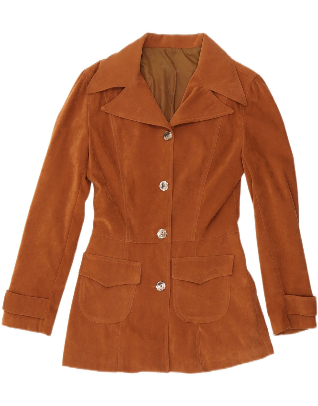 Винтажный женский пиджак на 4 пуговицах, Великобритания, 10, маленький коричневый цвет