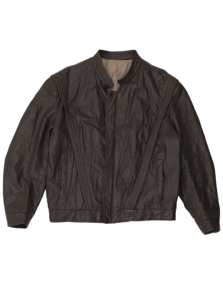 Мужская кожаная куртка VINTAGE UK 40, большая серая кожаная