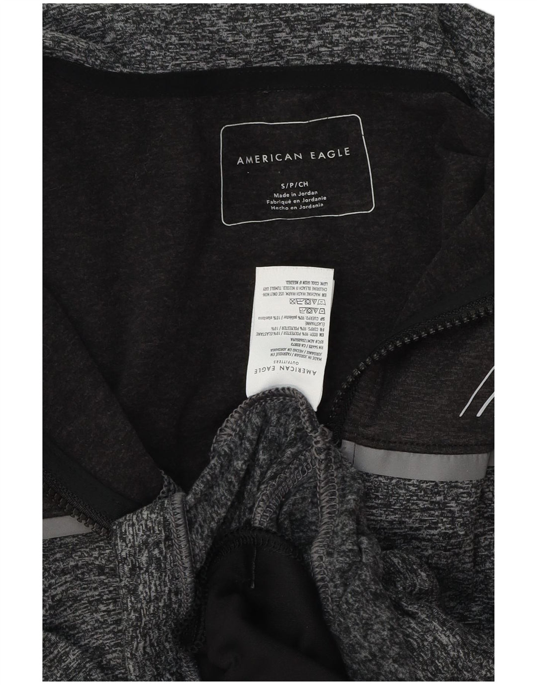 Мужской свитер с капюшоном и молнией с графическим рисунком AMERICAN EAGLE, маленький серый в крапинку