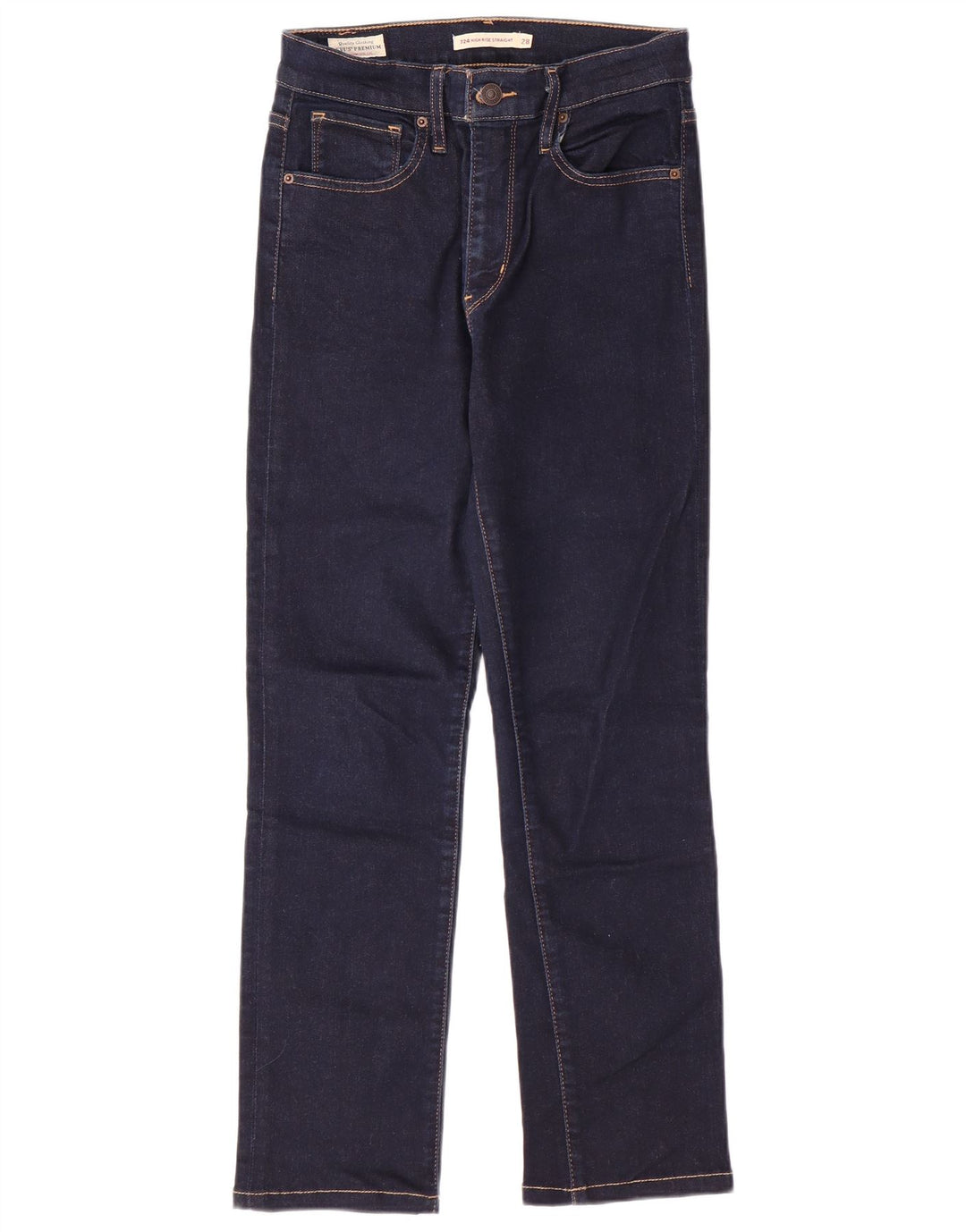 Женские прямые джинсы LEVI'S 724 с высокой посадкой W28 L26 Темно-синие, хлопок