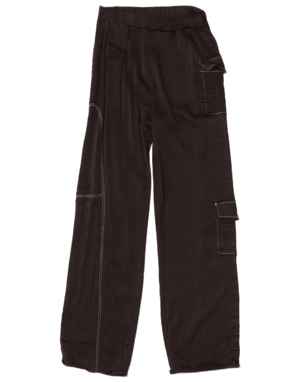 Женские широкие брюки карго Zara, маленькие W26 L27, черные, вискоза