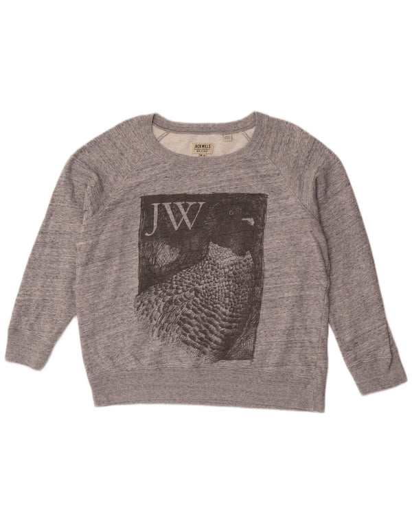 Женский свитер с рисунком Jack Wills, британский размер 14, большой серый хлопок в крапинку