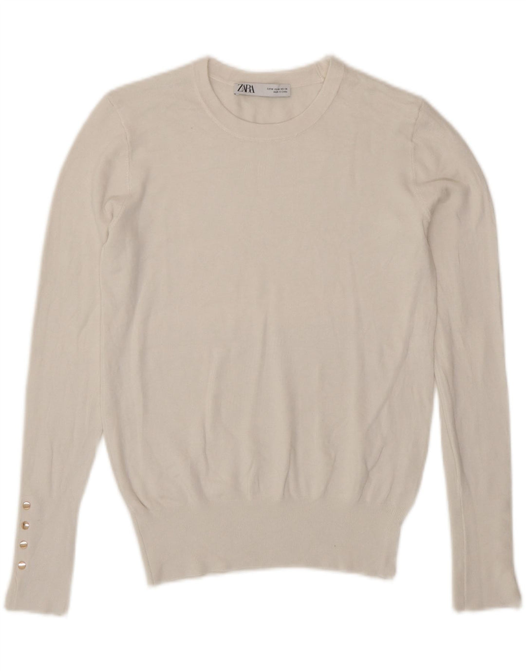 Женский джемпер с круглым вырезом Zara UK 12, средний белый