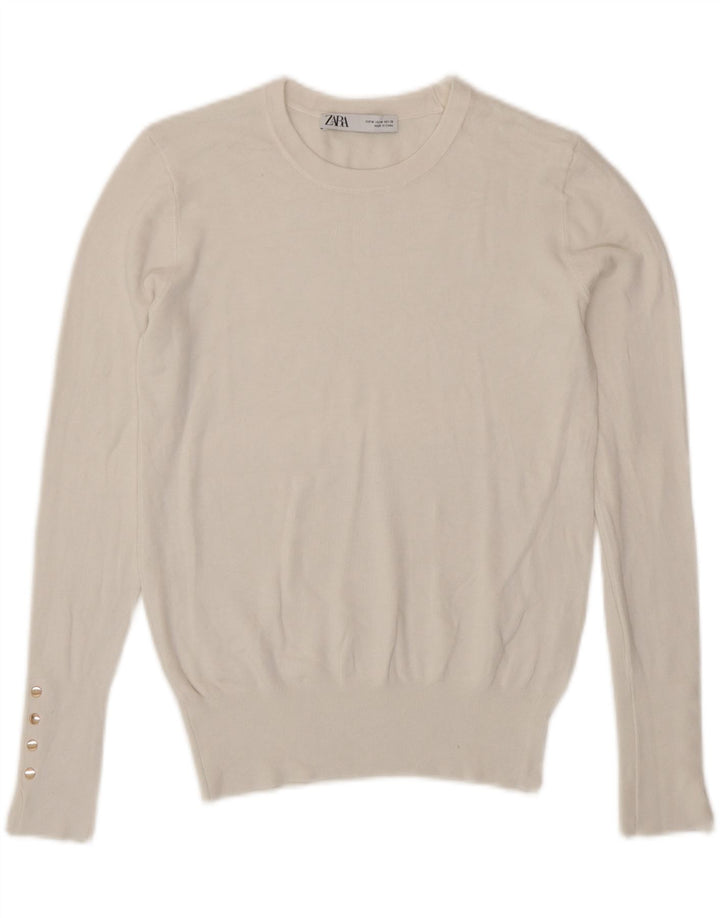 Женский джемпер с круглым вырезом Zara UK 12, средний белый