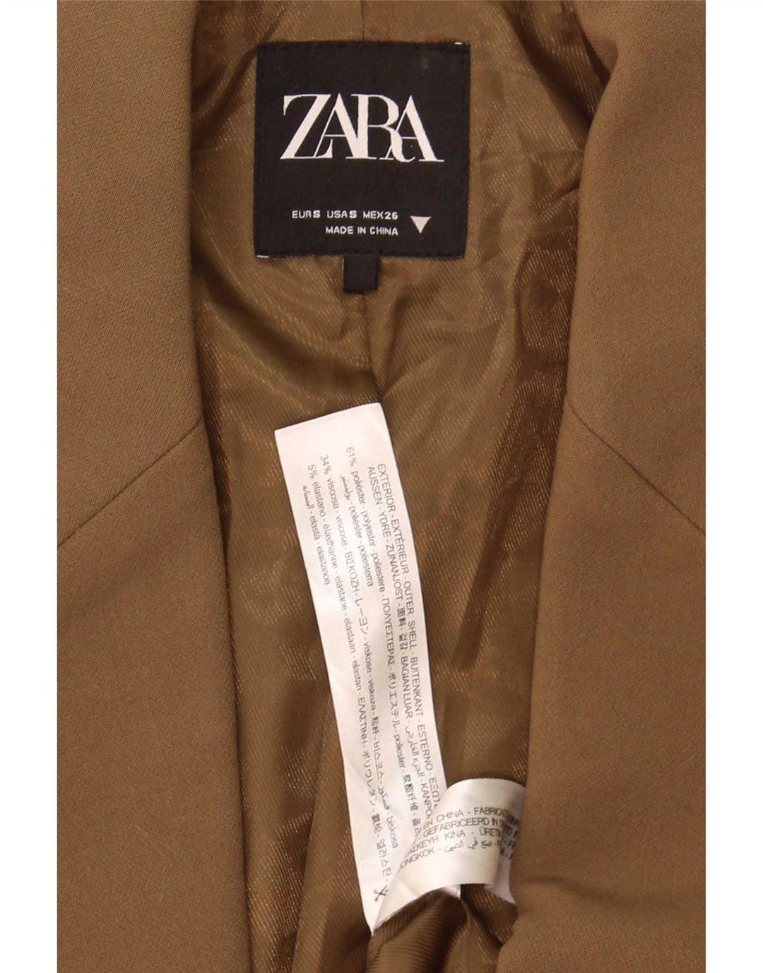 Женский пиджак оверсайз с 2 пуговицами Zara UK 10, маленький коричневый полиэстер