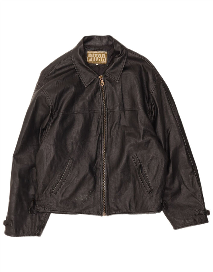 Винтажная мужская кожаная куртка IT 52 XL Черная кожа