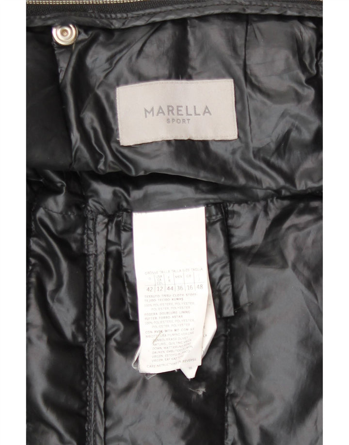 Женское стеганое пальто с капюшоном Marella UK 16, большой черный полиэстер