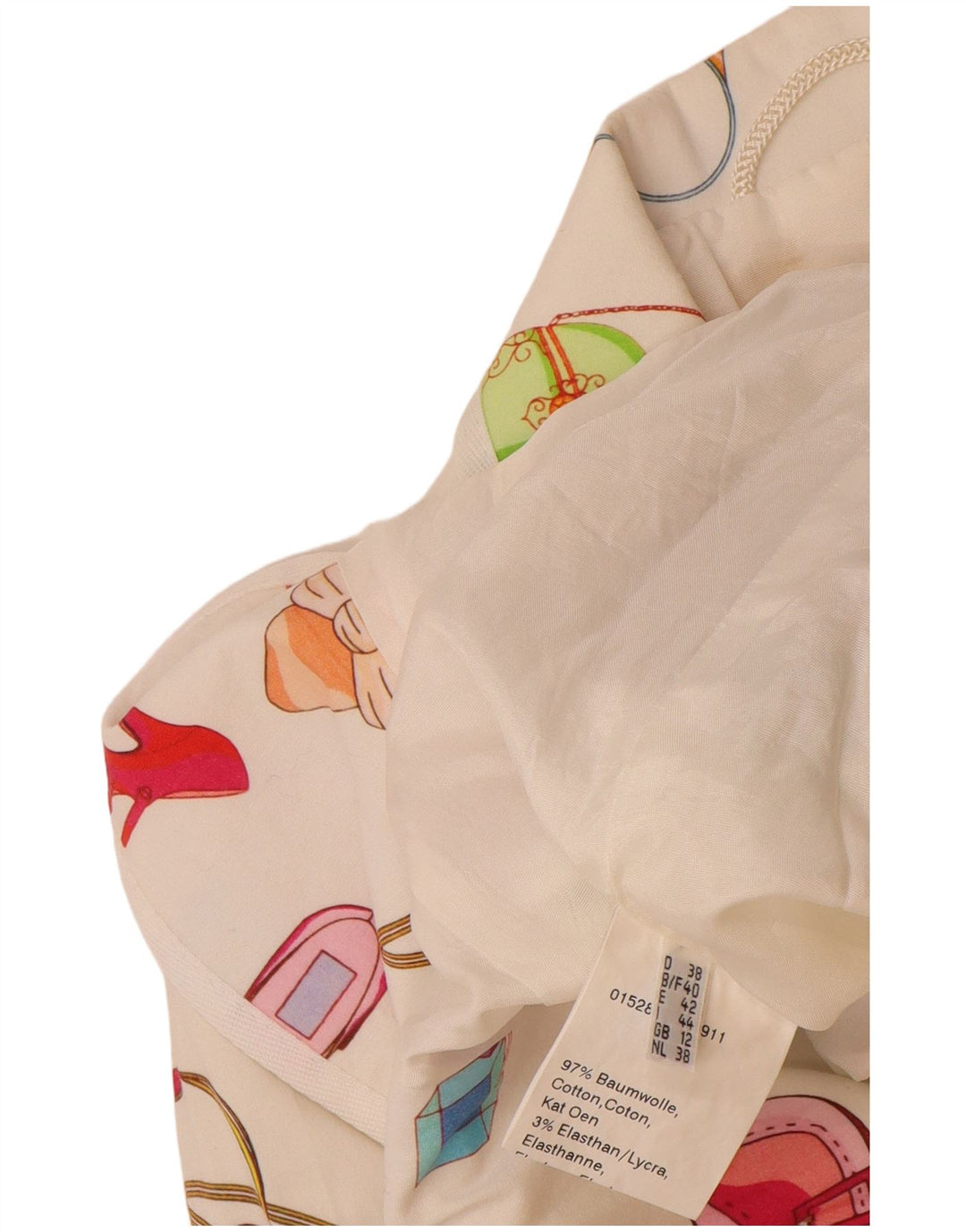 Винтажный женский пиджак с абстрактным узором UK 12, средний белый хлопок из хлопка