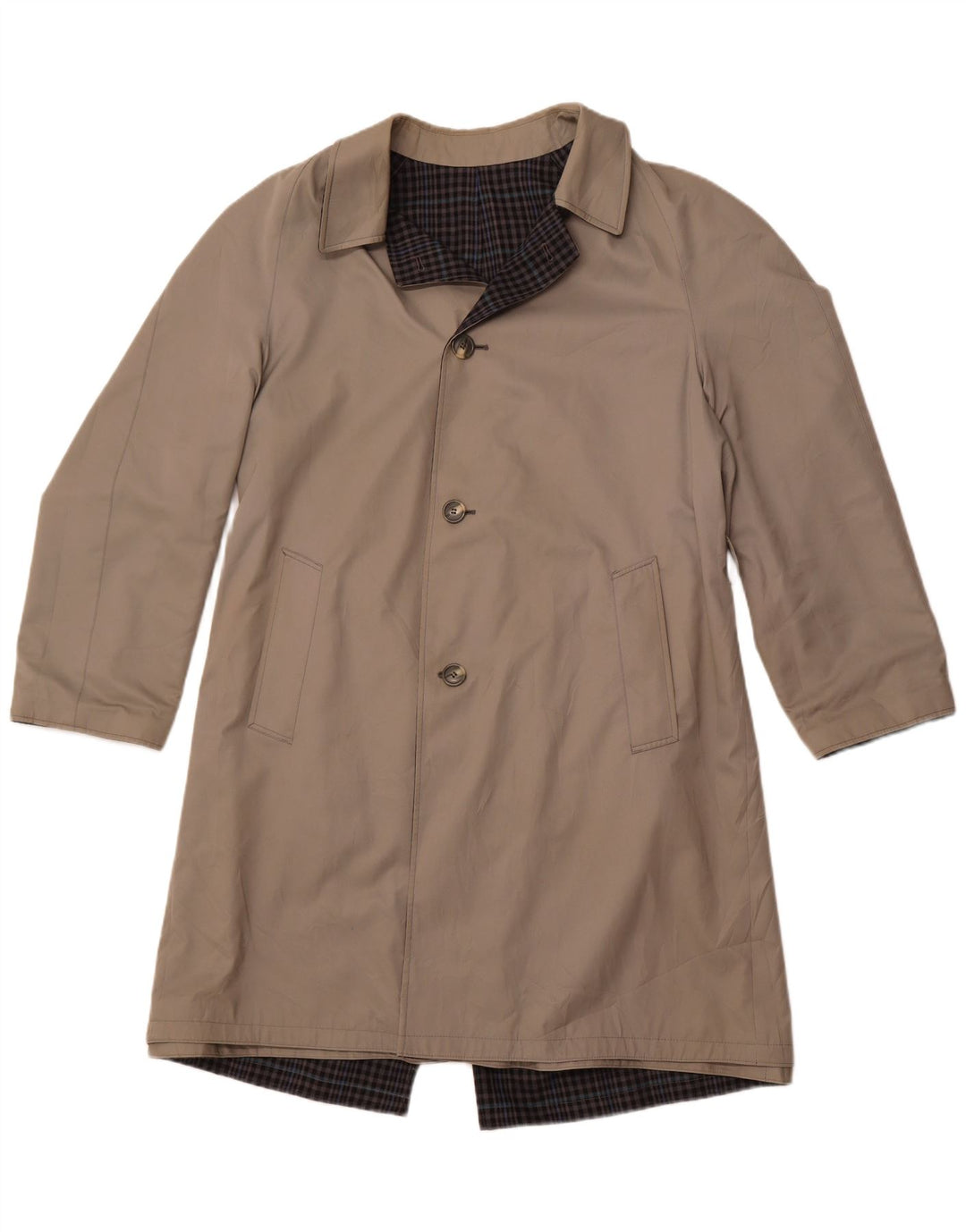 Мужской двусторонний тренч DIOLEN UK 40, большой серый полиэстер в клетку