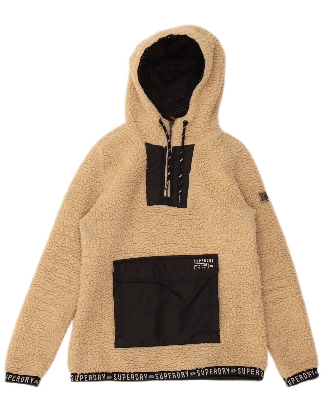 Женский флисовый джемпер оверсайз с рисунком Superdry UK 8, маленький бежевый