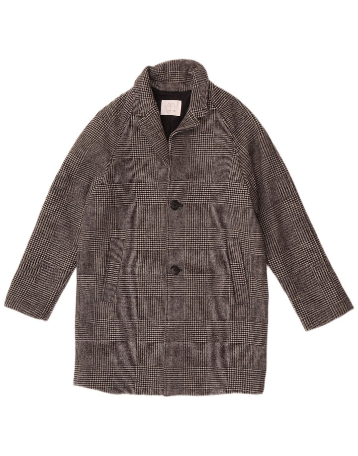 Zara Пальто для мальчиков 11-12 лет, серое, шерстяное в клетку