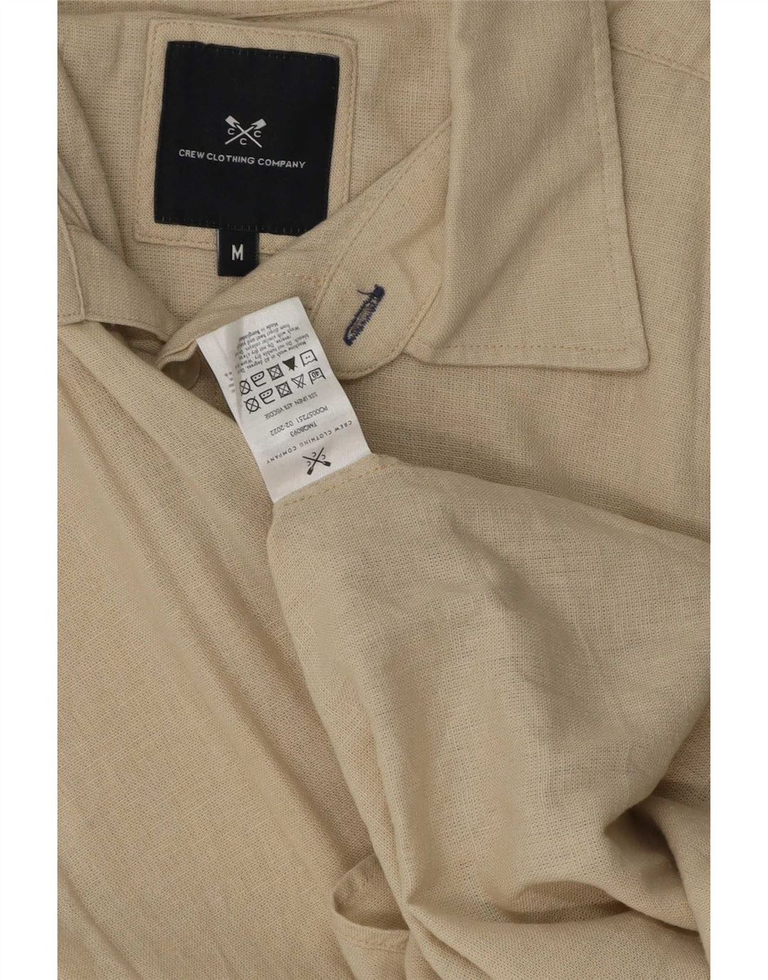 Мужская рубашка Crew Clothing среднего размера, бежевая, льняная