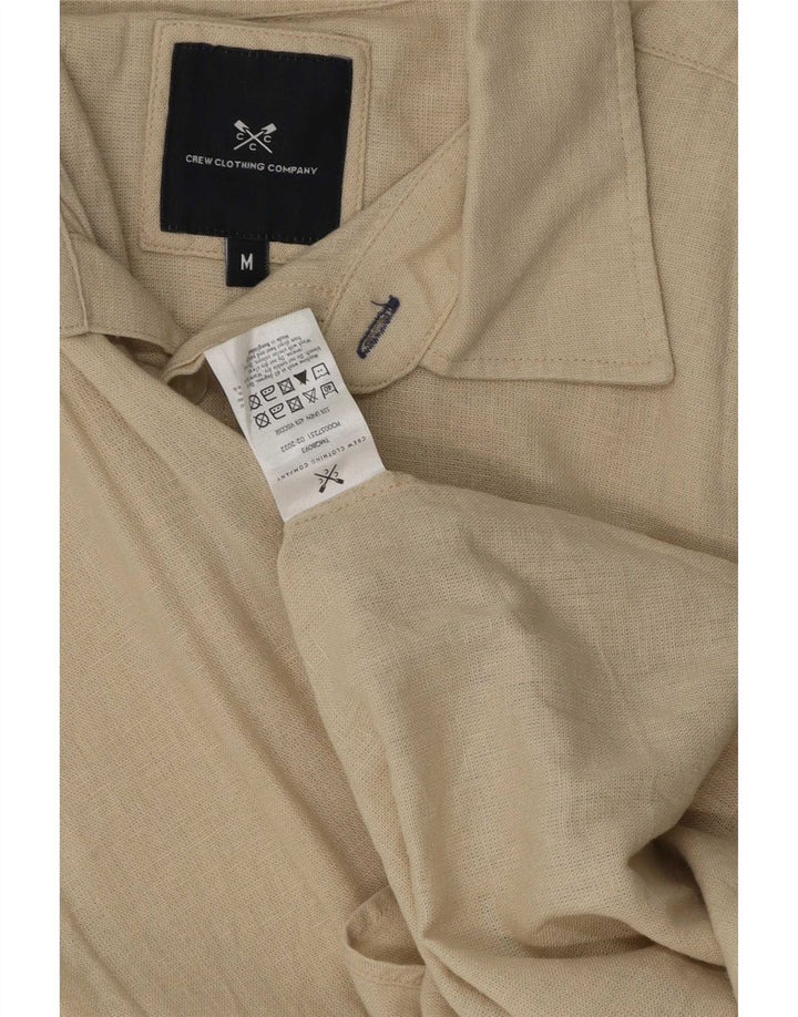 Мужская рубашка Crew Clothing среднего размера, бежевая, льняная