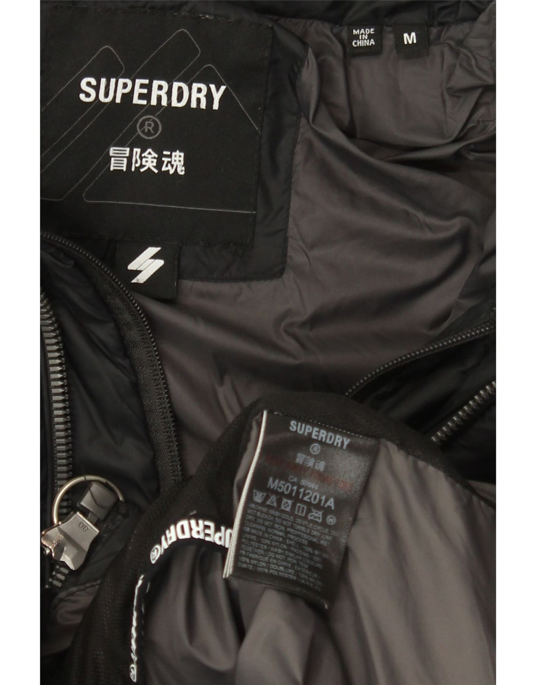 Мужская утепленная куртка с капюшоном Superdry UK 38, средний черный нейлон