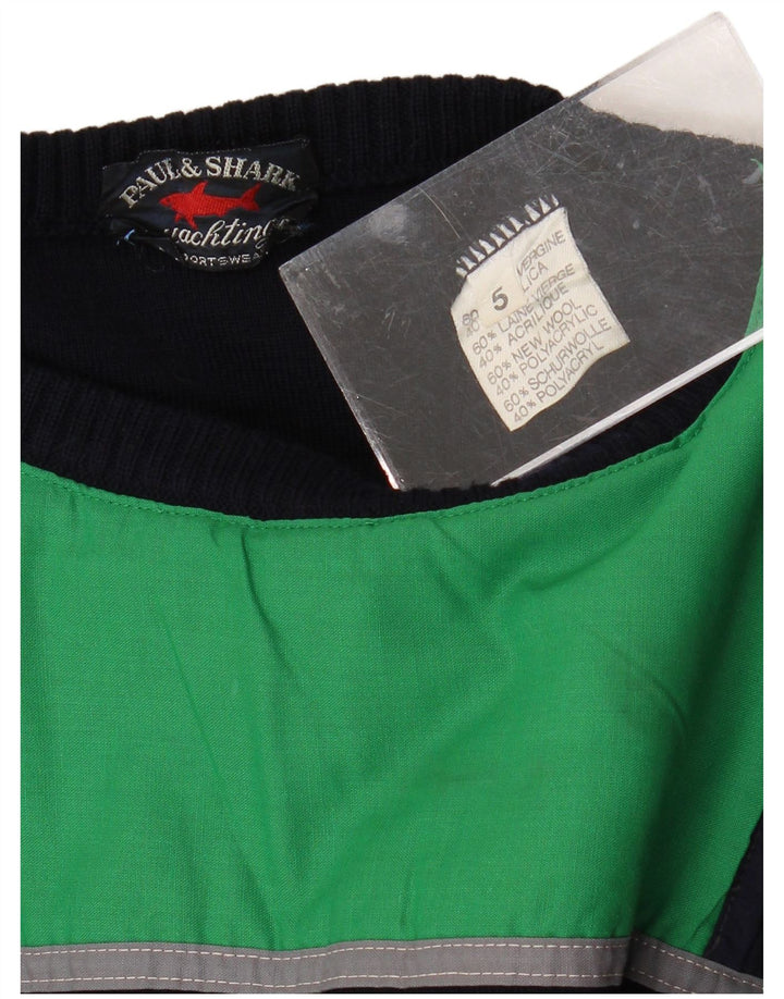 Мужской джемпер с воротником на молнии Paul & Shark, средний темно-синий из натуральной шерсти