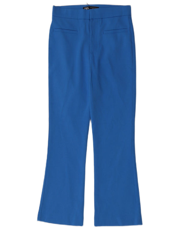 Женские повседневные брюки с высокой талией ZARA Bootcut XS W24 L26, синие, хлопковые