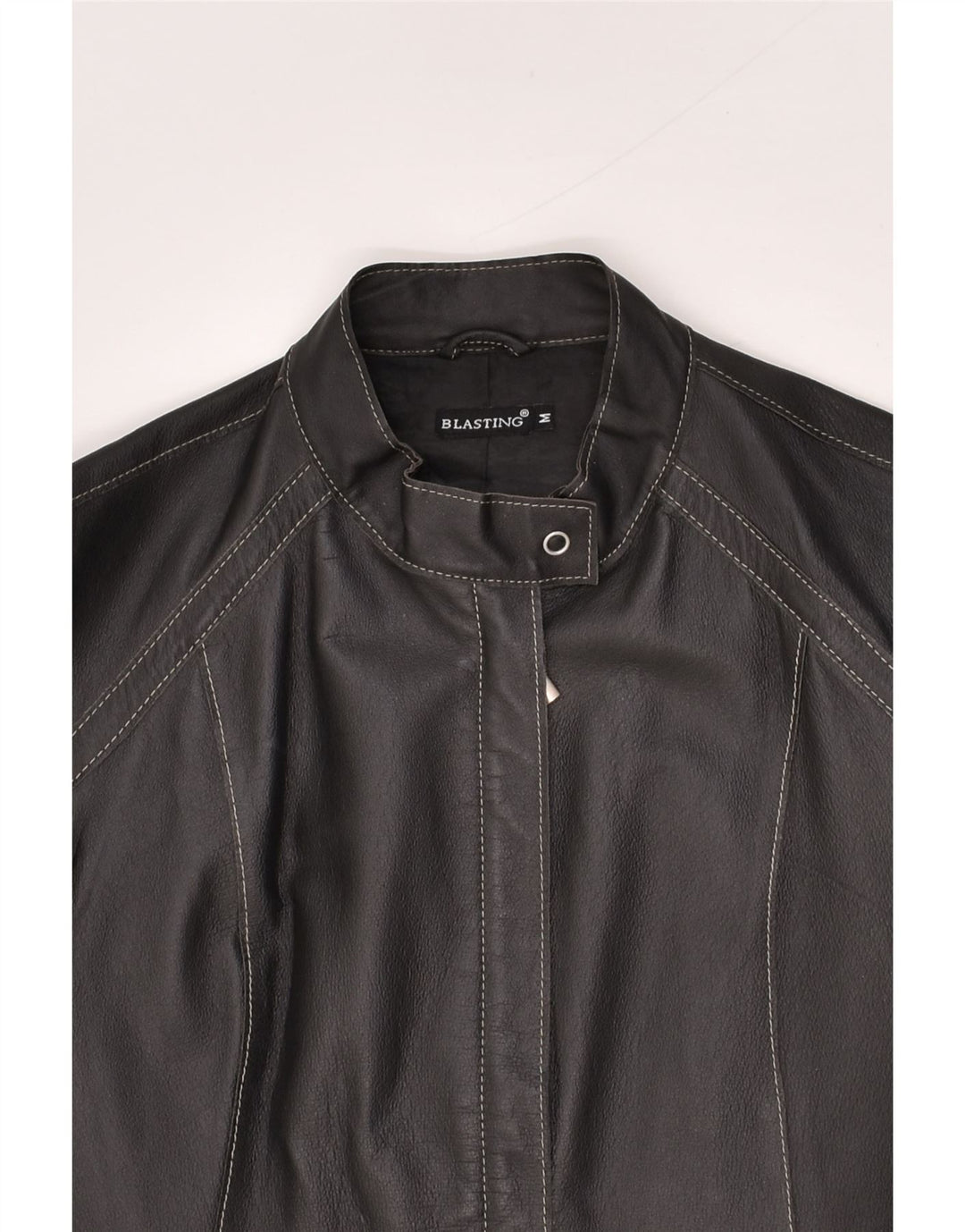 BLASTING Womens Crop Leather Jacket UK 12 Medium Black Leather | Vintage Blasting | Thrift | Second-Hand Blasting | Used Clothing | Messina Hembry 