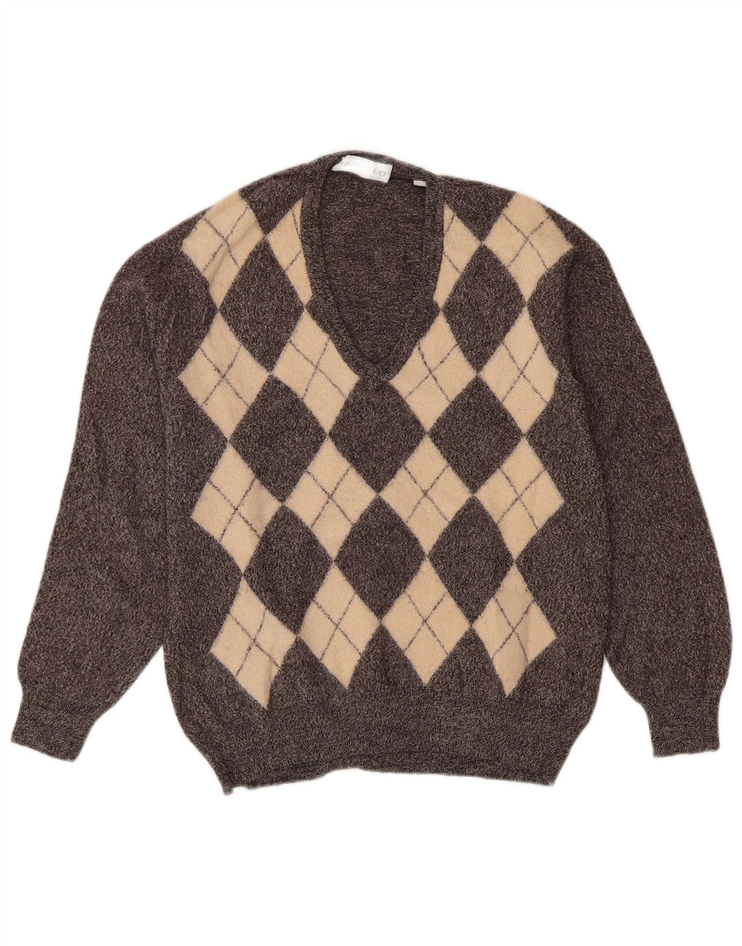 PAQUITO Женский джемпер с V-образным вырезом UK 14 Средний Серый Argyle/Diamond