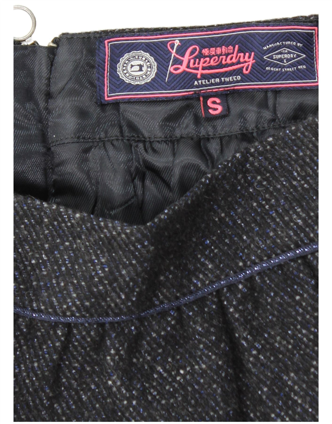 SUPERDRY Женская мини-юбка, маленькая W27, серый полиэстер с крапинками