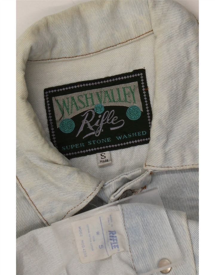 Женская укороченная джинсовая куртка оверсайз RIFLE UK 10, маленькая синяя, хлопок